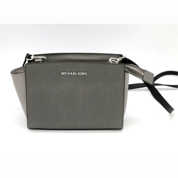 Michael Kors SELMA SATCHEL Shoulder Bag Logo Leather Gray Women - Picture 6 of 6